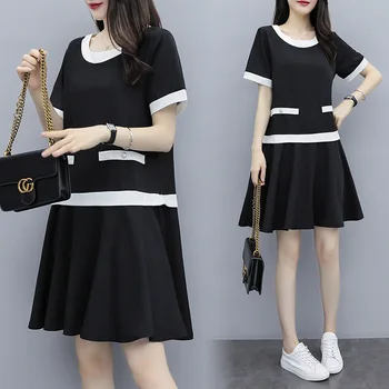 

Women's Network Red Fat mm Thin Summer Dress 2020 New Female Loose Fashion Short Sleeve Dress