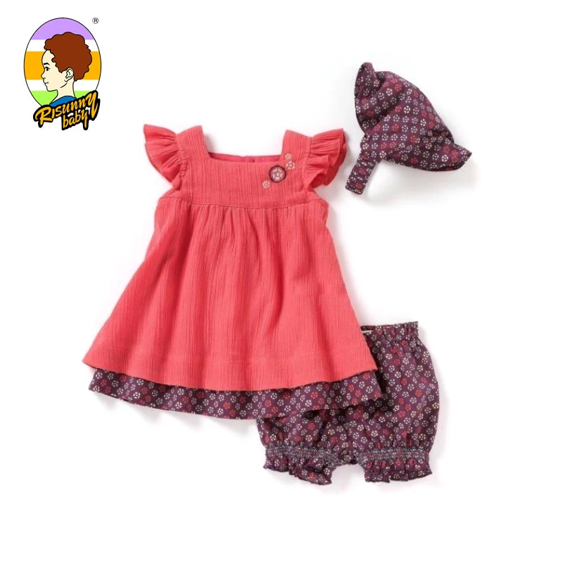 Детские костюмы Risunnybaby для девочек летние топы с принтом и шорты оборками детская