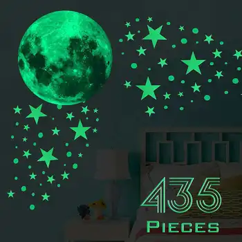 

435Pcs Luminous Moon Stars Combination Wall Sticker Bedroom Home Decoration Kids Room Decals Glow in the Dark Stickers