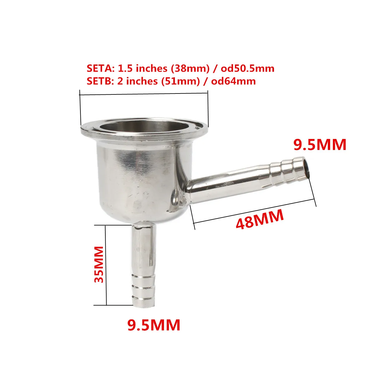 1 5 ''(38 мм) OD50.5 x 9 мм/2'' (51 OD64 мм a spina di pesce Tri clamp редуктор с воздушной