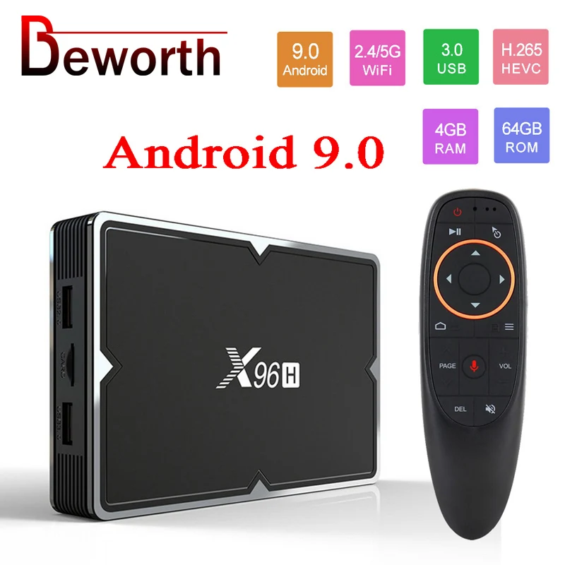 X96H Android 9 0 Smart TV BOX 4 Гб Оперативная память 64 Встроенная H603 Quad Core 32 6K 5G двухъядерный