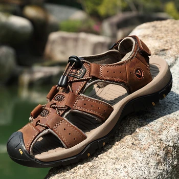 

2121 Nice Tide Male Shoes Brown PU Leather Men Sandals Summer Men Shoes Man Fashion High Quality Casual Beach Sandals Sneakers