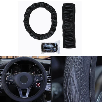 

Black Steering Wheel Cover General Non slip Breathable Wearable Durable
