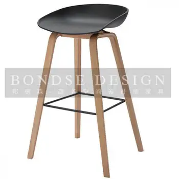 

Nordic bar chair high stool solid wood foot white designer modern leisure simple chair bar bar