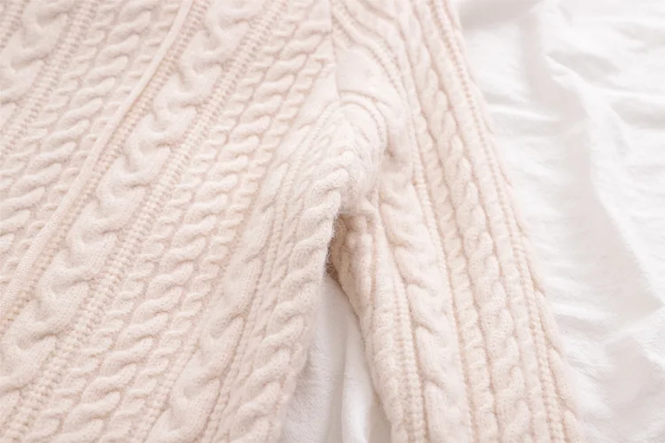 AQOIA, элегантный вязаный женский свитер, однотонный, длинный рукав, свободный, теплый, для девушек, с капюшоном, пуловер,, модная зимняя одежда