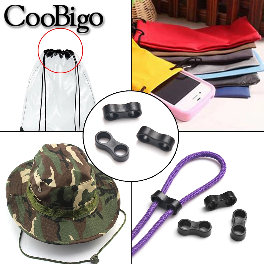 Description Picture 6 of itemStopper Slider Clips Plastic Toggles Cord Lock Ends 2 Holes Paracord Boots Backpack Garment Masks DIY Accessories Colorful 10pcs