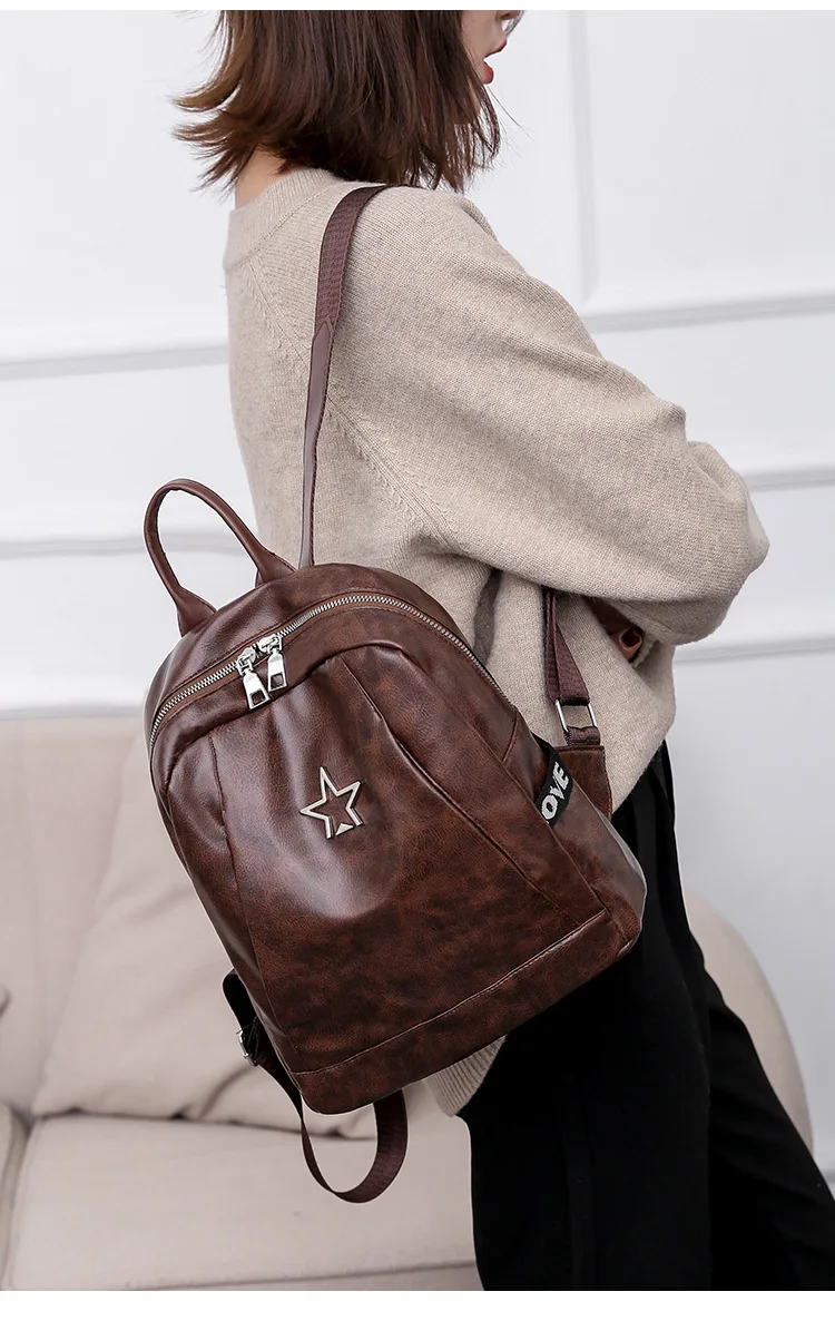 Vintage School Bags For Teenagers Teenage Girls Mochila Feminina Backpacks Leather Women Backpack Girl Schoolbag Bagpack