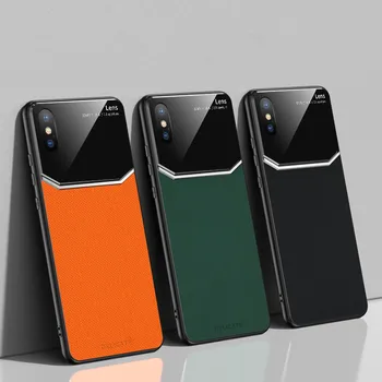 

100pcs/lot Mirror Back Phone Case For iPhone 6 6S 7 8 Plus X XS Max XR 11 Pro Max Leather Grained Cover Coque