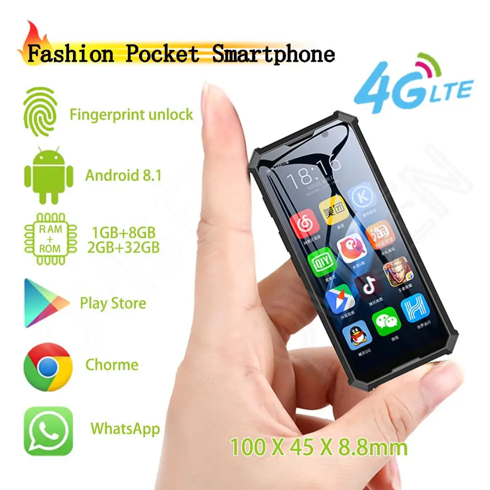 Melrose 2019END Карманный Android смартфон 3,5 ''отпечаток пальца ID Лицо ID ультра тонкий мобильный телефон Play Store