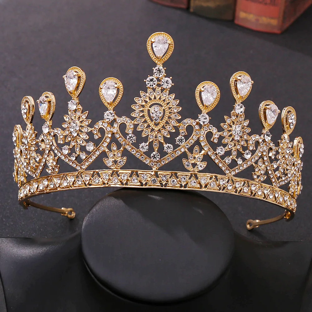 Diademas Salliy Baroque Wedding Crown Gold Crystal Bride T 