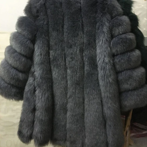 Dark grey Уличная одежда пальто из искусственного меха зимняя куртка Модные женские толстые теплые пальто из искусственного меха с капюшоном размера плюс верхняя одежда - Цвет: Dark grey