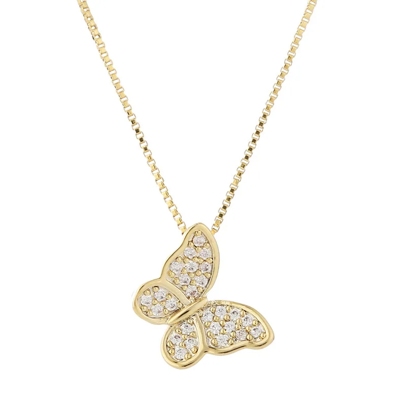

Gothic Stainless Steel Zircon Butterfly Necklace for Women Cute Animal Pendants Choker Chains Necklaces collar jewellery Gift
