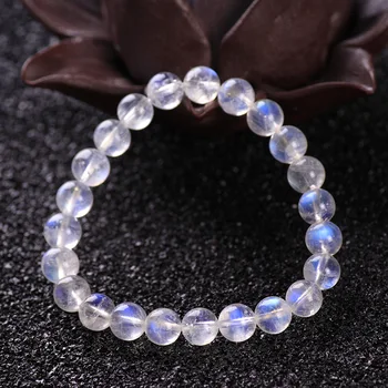 

High-quality natural blue moonstone crystal round bead bracelet, unique natural stone lucky bracelet, handmade jewelry for women