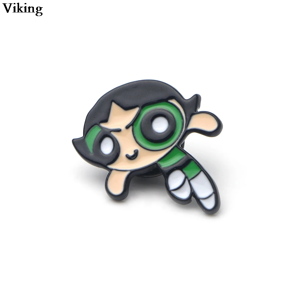 Значки для девочек Powerpuff, эмалированные Броши из сплава металла, прищепки, заколки для воротника, Милые Броши для женщин, девочек G0514