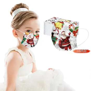 

55 PCS Children's Christmas Printed Mask Disposable Protective Face Masks Navidad Child Kids Mouth Masks Mouth-muffle Mondmasker