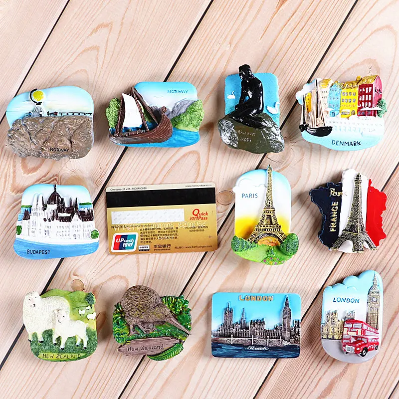 3D Fridge Magnets World Tourism Souvenir Collection Gifts Europe France Paris Norway London New Zealand Denmark Hungary Germany