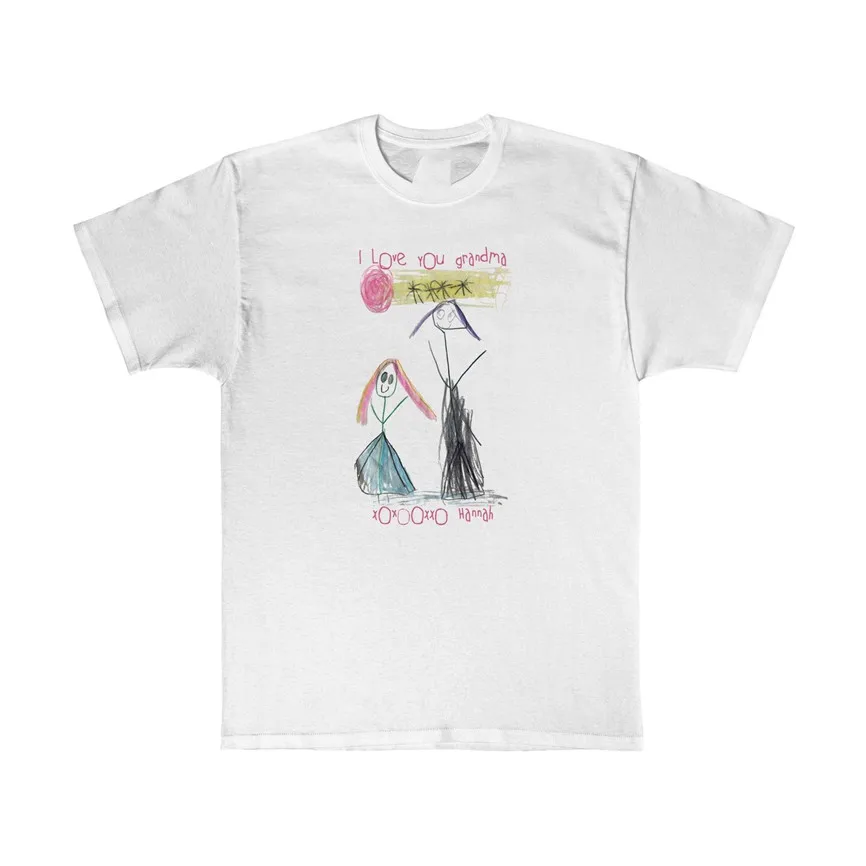 

Child'S Drawing Personalized Custom Tee Custom Art Memory T-Shirt Retro O Neck Tee Shirt