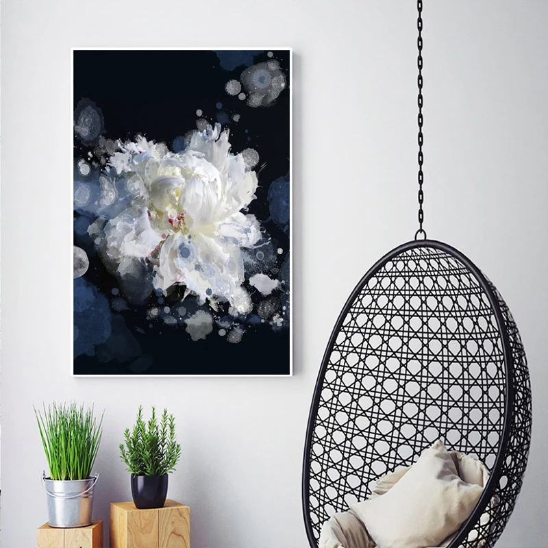 Breathless Floral Canvas Painting Black White Wall Art Pictures for Living Room Abstract Colorful Posters and Prints Decor | Дом и сад