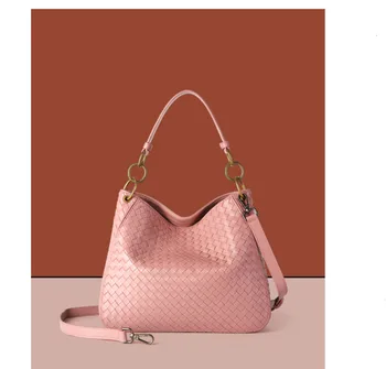 

2019 Genuine Leather Inside And Outside New Shoulder Bag High Quality Woven Bag Cowhide Ladies Leather Handbag Sac Bolsa