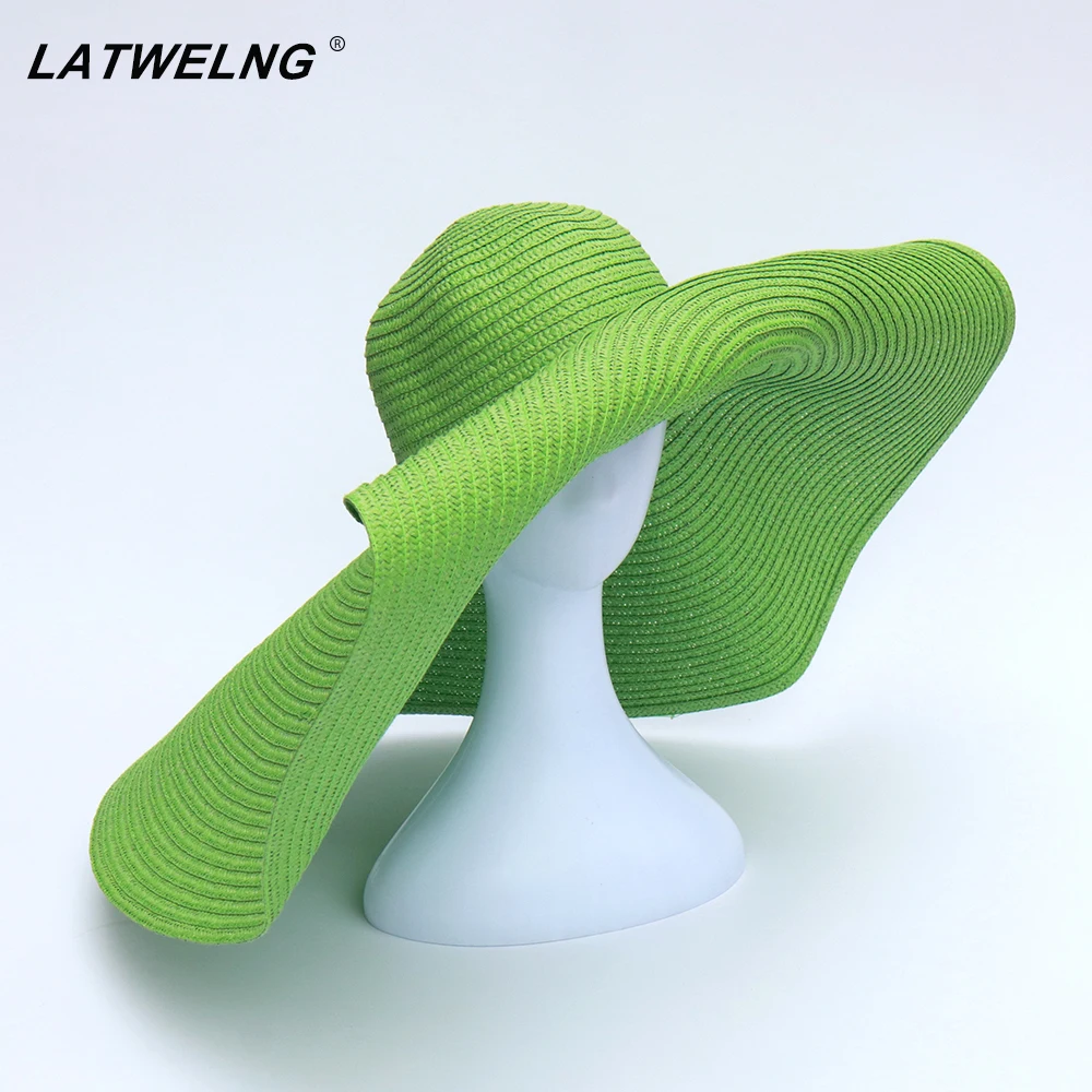 

Wholesale 8 Colors Ladies Summer Oversized Hats Women Floppy Big Beach Hat Fashion Foldable Vacation Sun Visor Caps Dropshipping