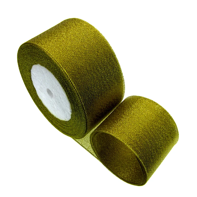 

25Yards 2" 50mm gold organza glitter ribbon party home wedding decoration gift wrapping christmas ribbon