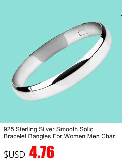 925 Sterling Silver Smooth Solid Bracelet Bangles For Women Men Charm Party Luxury Jewelry