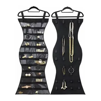 

24 Pockets & 16 Hook-and-Loop Tabs Double-Sided Hanging Jewellery Organiser N0HE