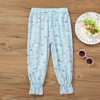 

2020 New Fashion Cool Baby Clothes Baby Summer Cotton Long Loose Casual Toddler Girl Pants Pretty Floral Printed Pants for 2-6Y
