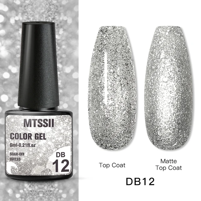 Mtssii Reflective Glitter Gel Nail Polish 6ml Sparkling Auroras Laser Nail Gel Nail Art Varnish Semi Permanent Top Base Gel Q12602 NO Reflective