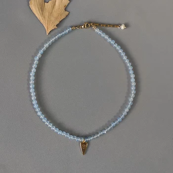 

Handmade blue beads necklace cute delicate gold-color pendant choker for women wild trendy Jewelry collares aesthetic колье