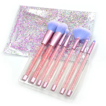 

Diamond Handle Glitter Makeup Brush Set Shinny Foundation Blending Power Eyeshadow Cosmetic Beauty Magic Tool Kit with bag