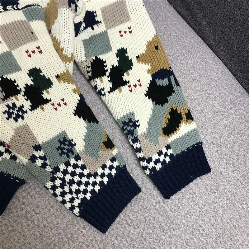 Luxury Designer Brand Knitted Sweater for Women Vintage V Neck Hand Cartoon Animals Thickness Knitted Cardigans Sweater
