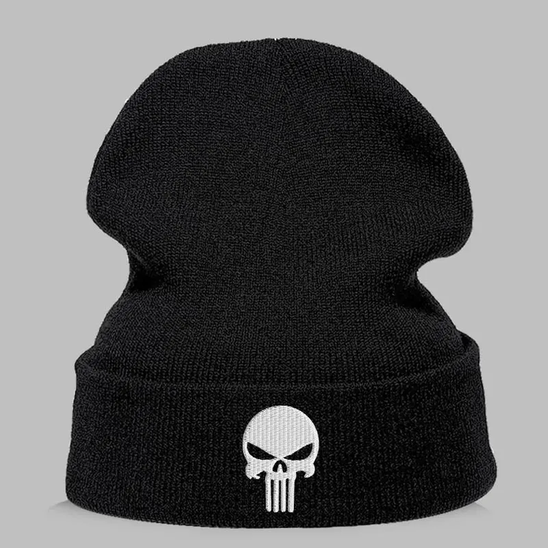 Шапка Skullie, шапка, смутная зима, вышивка, крутой панк, для мужчин, женщин, мальчиков, девочек, подростков, уличный танец, череп, Скелтон, черный, белый, розовый