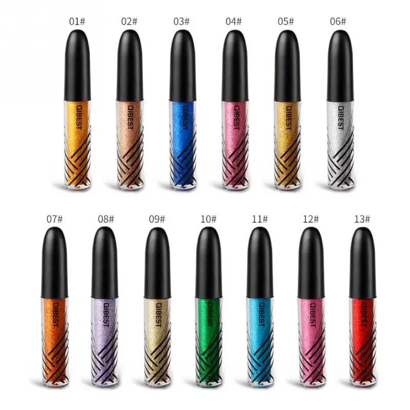 QIBEST 13 colors Liquid Glitter Eyeliner Waterproof Long Lasting Eyeshadow Shimmer Sparkling Makeup Diamond Eyeliner Cosmetic