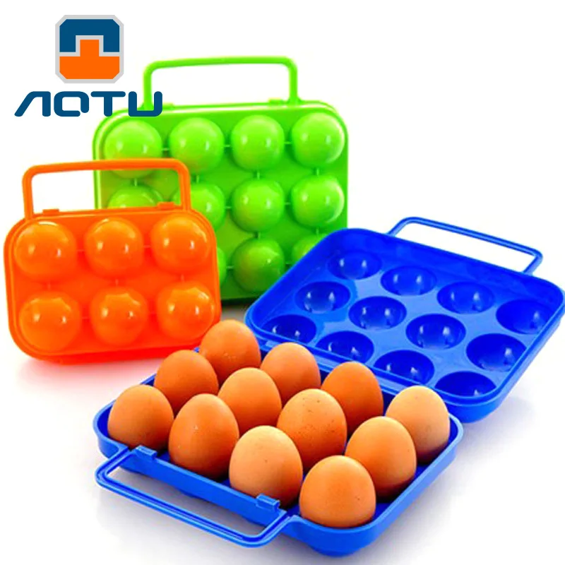 Portable 12 Grid Plastic Egg Box Outdoor Camping Barbecue Hot Pot Egg Box Cross Border AT6360 a Generation of Fat