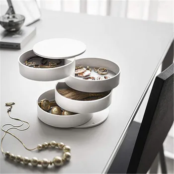

4-Layer Jewelry Storage Box 360 Degrees Jewerly Holder Organizer For Earrings Rubber Band Bracelet Small Items Organizer