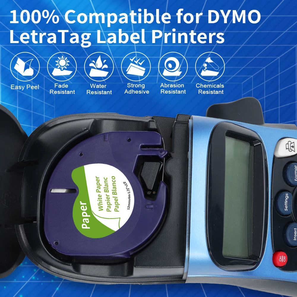 7pack 91201 91200 Compatible For Dymo Letratag Tape 12mm Mixed Color  Plastic Tape Paper Tape Compatible For Dymo Letratag Lt100h - Printer  Ribbons - ...