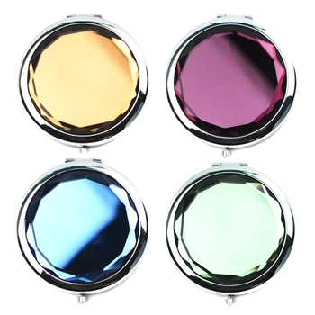 

4Pcs Vanity Mirrors,Purse Handbag Double Compact Cosmetic Makeup Round Pocket Magnification Mirror With Crystal