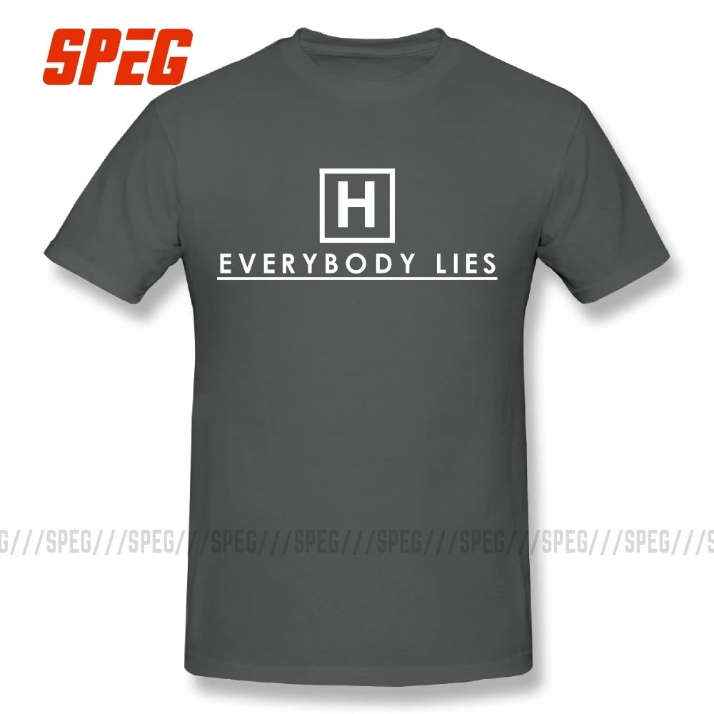 Забавные футболки с гиком, футболка с надписью «Everybody Lies Dr House», мужские облегающие футболки с коротким рукавом, мужская повседневная футболка, скидка 4XL 5XL - Цвет: Серый