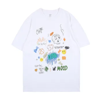 

Kanye West Hand drawn graffiti CPFM.XYZ T Shirt Summer Smile Face Top Quality CPFM T-shirts