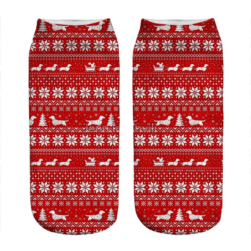 

Women's socks kawaii Dachshund Christmas Sweater Printed Socks Woman harajuku Happy Funny Novelty cute girl gift Socks for women