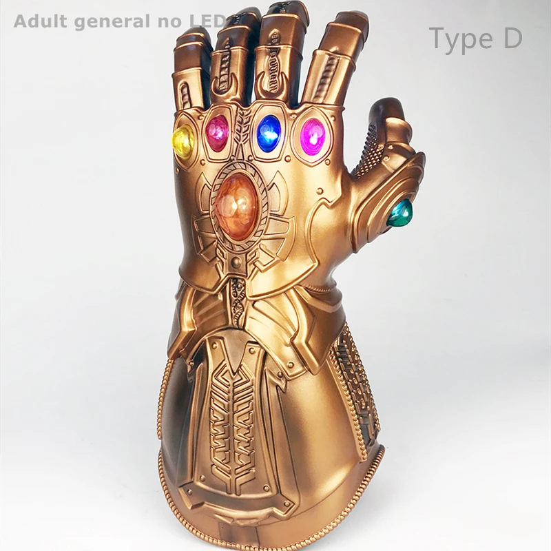 Billige Avengers 4 Eisen Mann Unendlichkeit Gauntlet Cosplay Latex Thanos LED Handschuhe Arme Thanos Maske Handschuh Superhero Spielzeug Waffe Party Requisiten