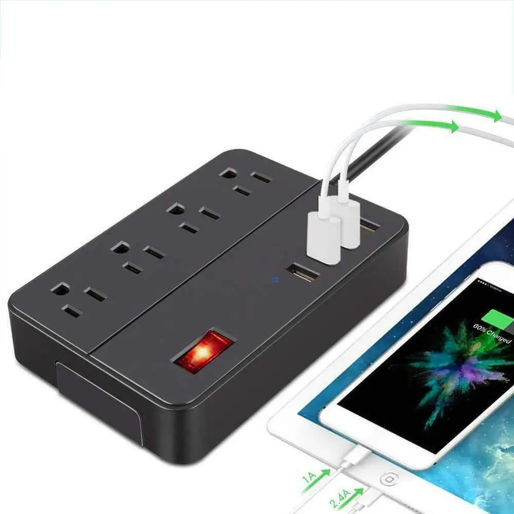 4 порта USB розетка зарядное устройство удлинитель блок питания Зарядка полосы вилка США для розеток 1250 Вт удлинительные порты розетка мощность 10A D9B4