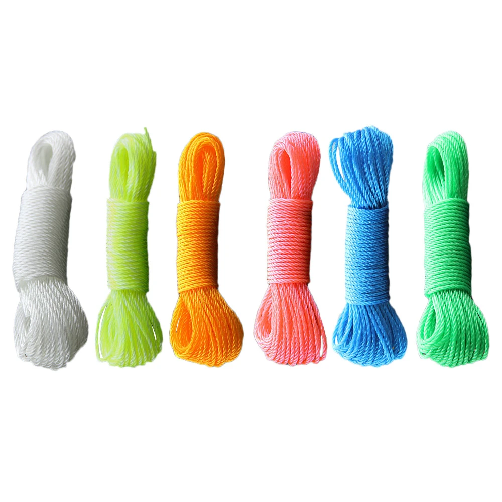 1 Pcs 10m/20m Long Colored Nylon Rope Outdoor Windproof Clothesline