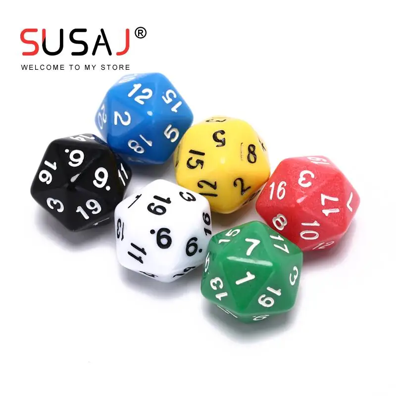 6pcs 20 Sided Dice D20 Polyhedral Dice Family Party D&D/RPG Board Game Accessories Pub Club Game Acrylic Dice 6 set d20 dice twenty sided die rpg d