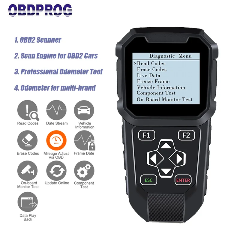 OBDPROG MT401 OBD2 Scanner Mileage Adjustment Tool For Multi brand Odometer Correction Tool Car