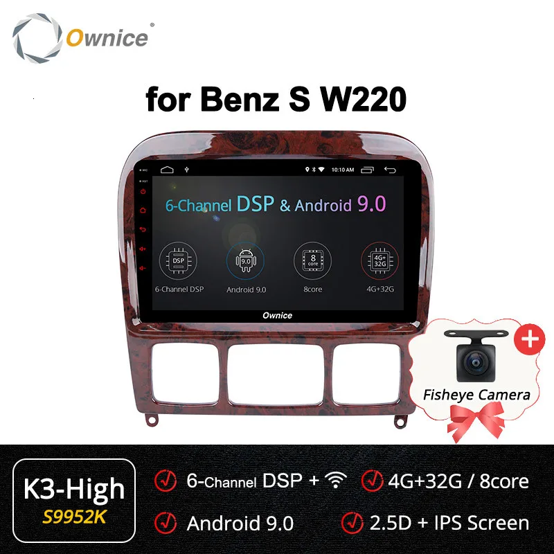 Ownice Android 9,0 для Mercedes benz s280 s320 s350 s400 s500 w220 w215 c S класс автомобильный Dvd мультимедийный плеер радио Gps стерео DSP - Цвет: S9952 K3-High