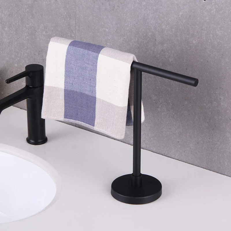 Movable Free-Standing Hand Towel Holder Standing Tree Rack 304 Black Bath Towel Stand Bathroom Hanger Vanities Countertop