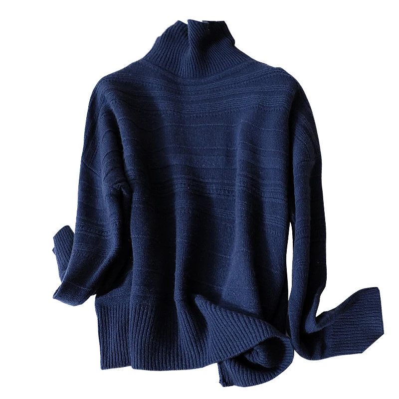^Cheap Cashmere Wool Sweater Brand Turtleneck Pullover 3D Horizontal Grain Silhouette Turtleneck Wool Pullover Sweater Solid Sweater