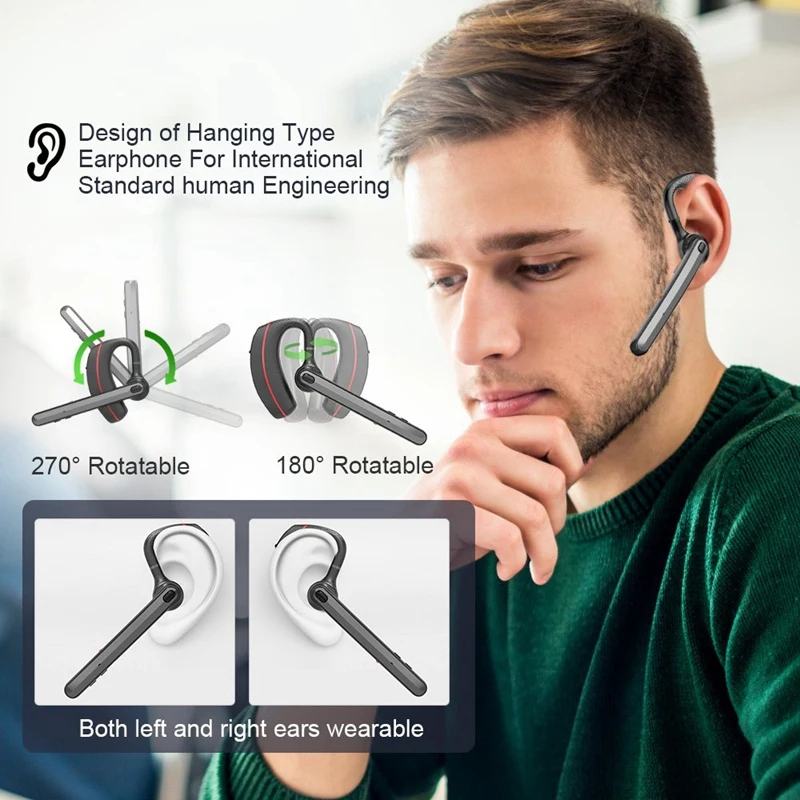 Полностью bluetooth-гарнитура, беспроводная бизнес-гарнитура, до 16 часов беруши для офиса/вождения/встречи, для iPhone X для S